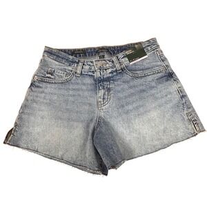 Wild Fable Womens Denim Mid Rise Midi Shorts Light Wash Cutoff Size 4R